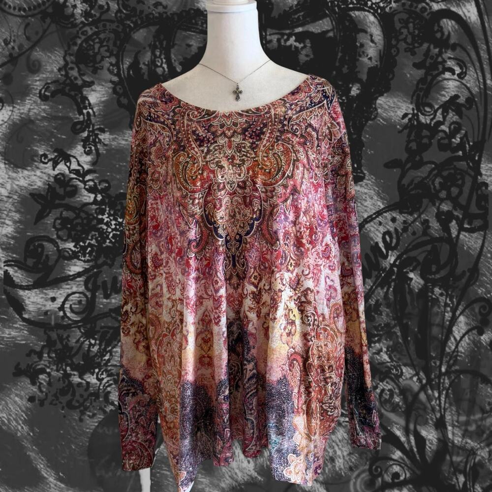 baroque floral medallions scrolling filigree bedazzled top